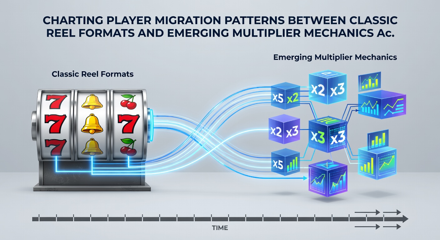 Übersicht über Migrationsströme von klassischen Slots zu Multiplier-basierten Spielen auf verschiedenen digitalen Endgeräten