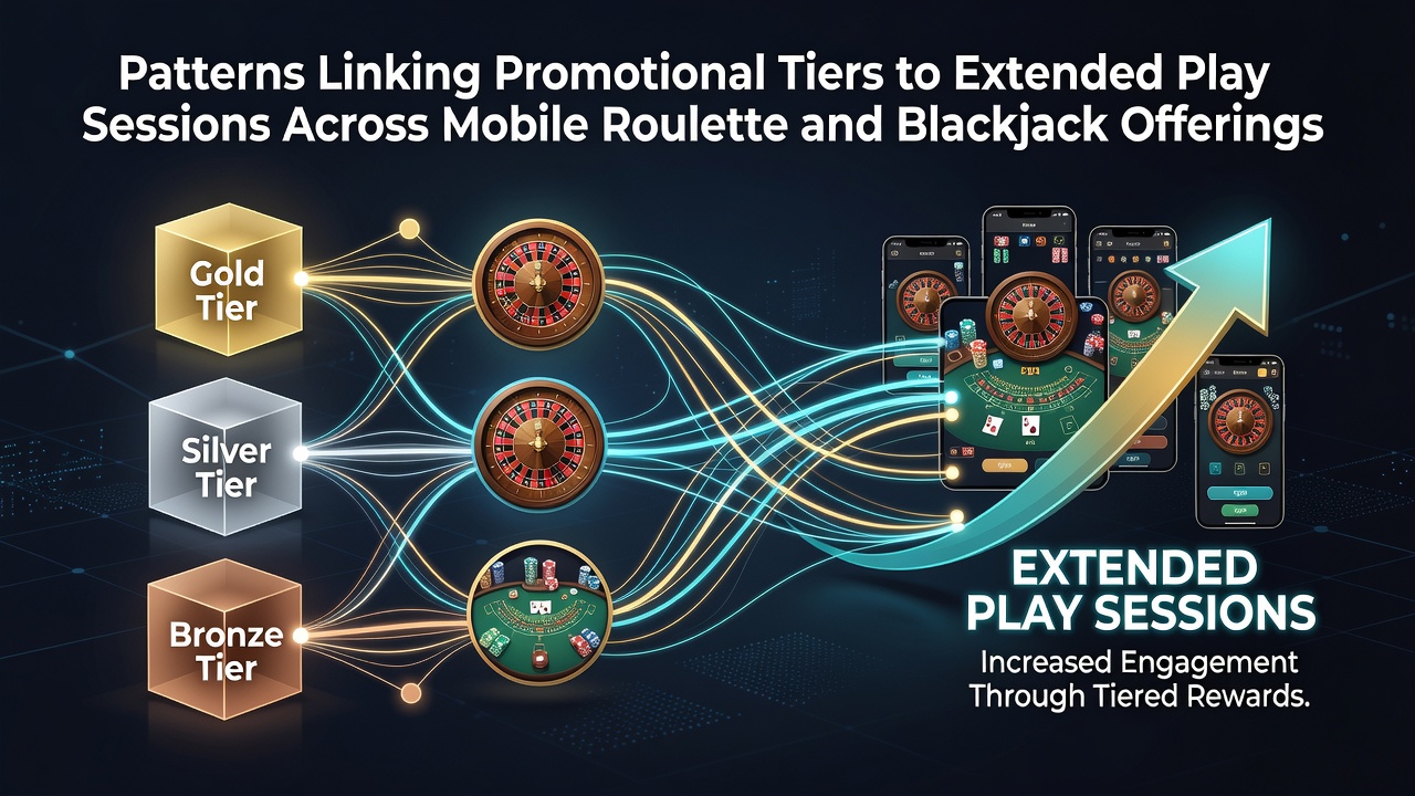 Grafische Darstellung von gestaffelten Werbe-Tiers und deren Einfluss auf mobile Roulette- sowie Blackjack-Sitzungen
