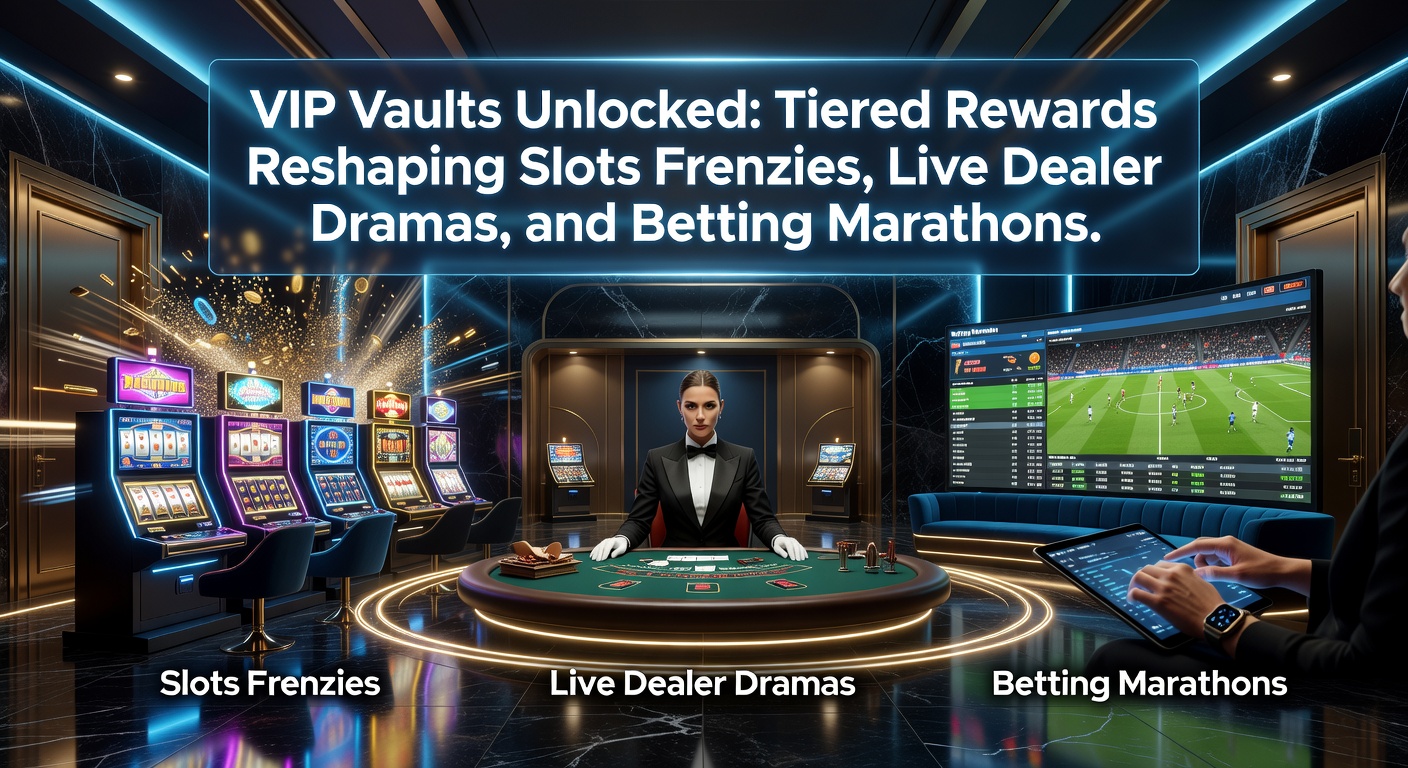 Ein glänzender VIP-Tresor, der sich öffnet und gestufte Belohnungen wie Cash, Freispiele und exklusive Boni freigibt, umgeben von Symbolen für Slots, Live-Tische und Sportwetten